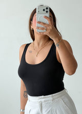 Size M-L Black Scoop Neck Bodysuit