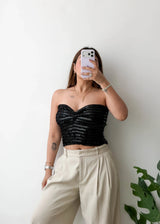 Size S-M, Black Textured Tube Top