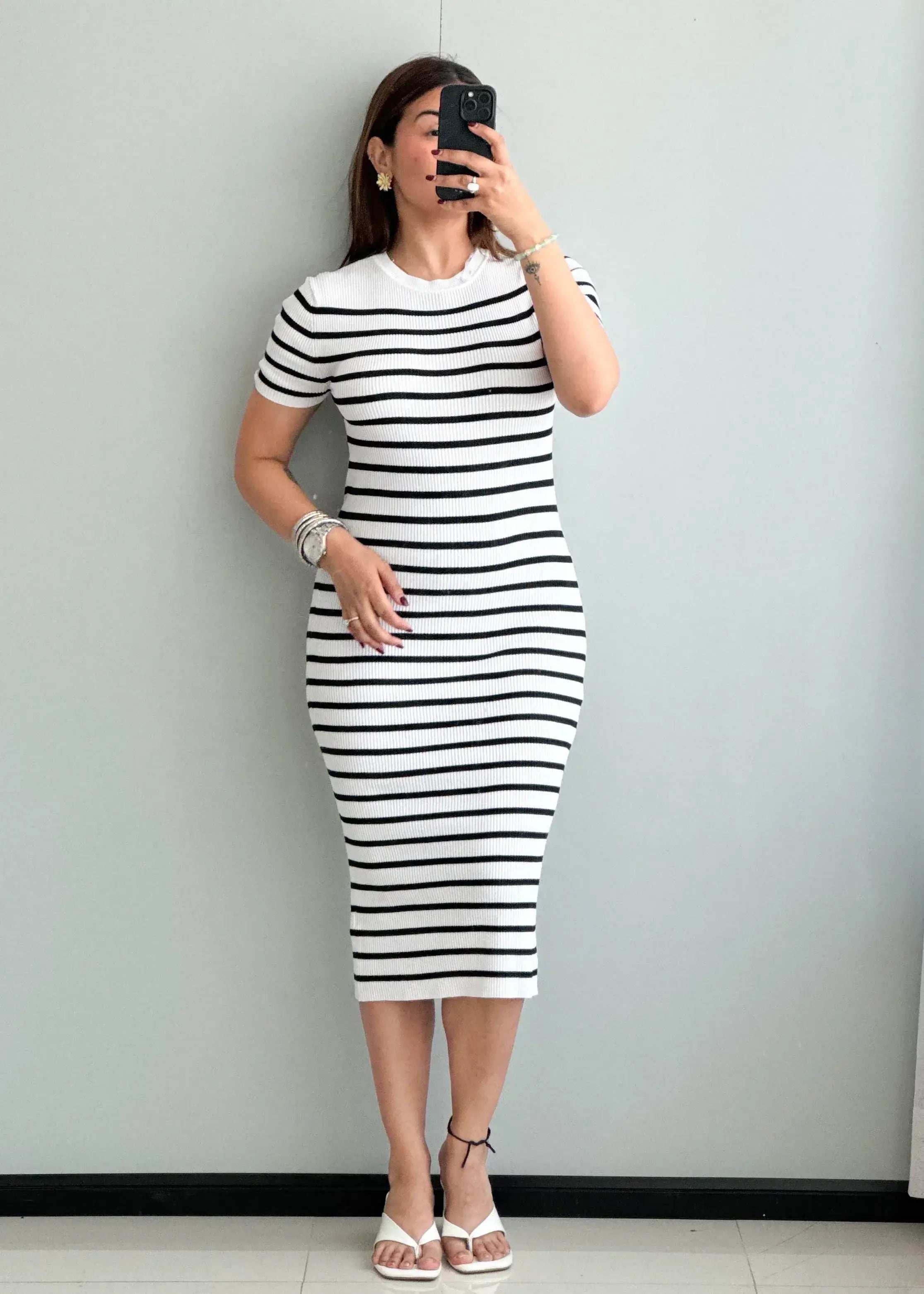 SIZE S-M, Striped bodycon Dress - Closet by Payal