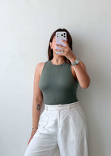 Size S Olive High Neck Bodysuit