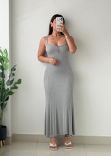 Size XS-S Grey Ribbed Knit Maxi Dress