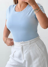 Size L Powder Blue Crew Neck Bodysuit
