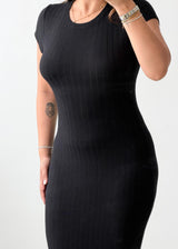 Size S-M Black Ribbed Knit Maxi Dress