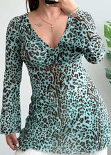 Size S-M, Mint Animal Print long Peplum Top - Closet by Payal