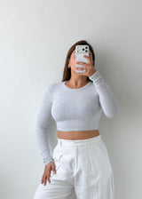 Size XS-S Grey Long Sleeve Crop Top