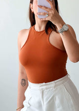 Size XS-S Rust High Neck Bodysuit
