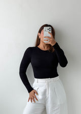 Size XS-S Black Crew Neck Bodysuit