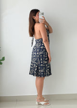 Size S-M Navy Printed Halter Mini Dress