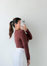 Size M-L Chocolate Brown Long Sleeve Bodysuit