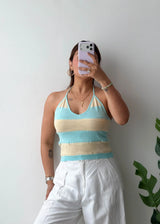 Size M-L, Pastel Striped Halter Top