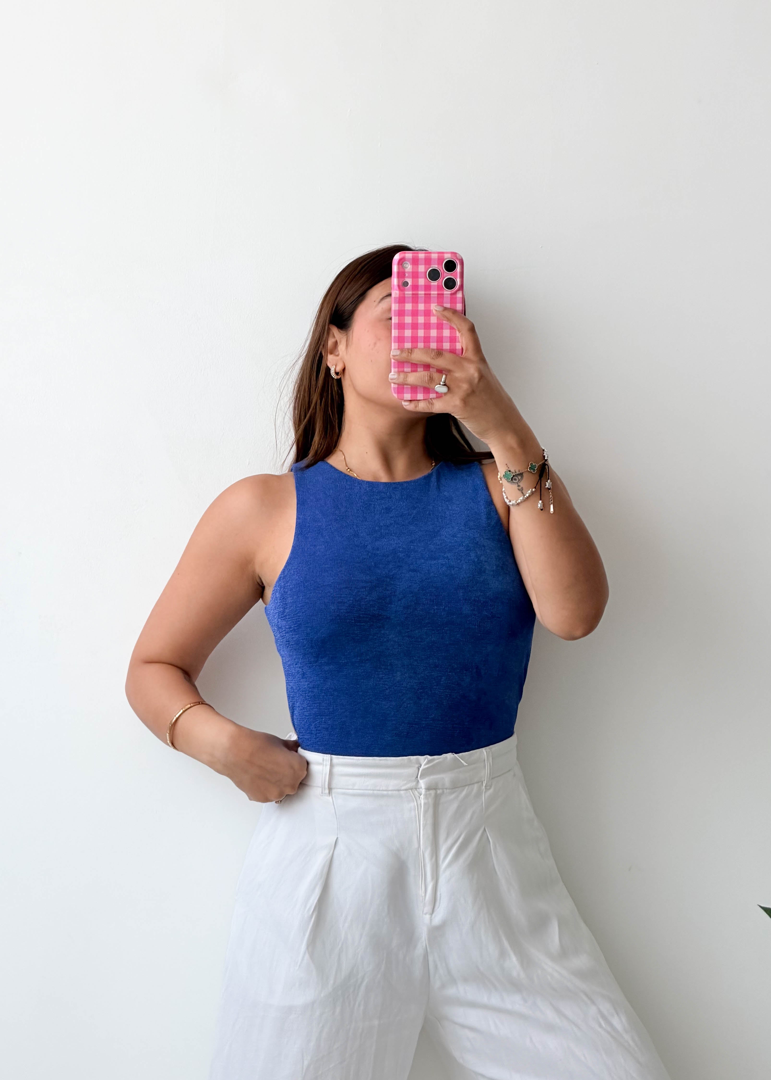 Size S-M Royal Blue Open Back Bodysuit