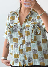XS-S Mint Patchwork Print Cotton Voile Shirt