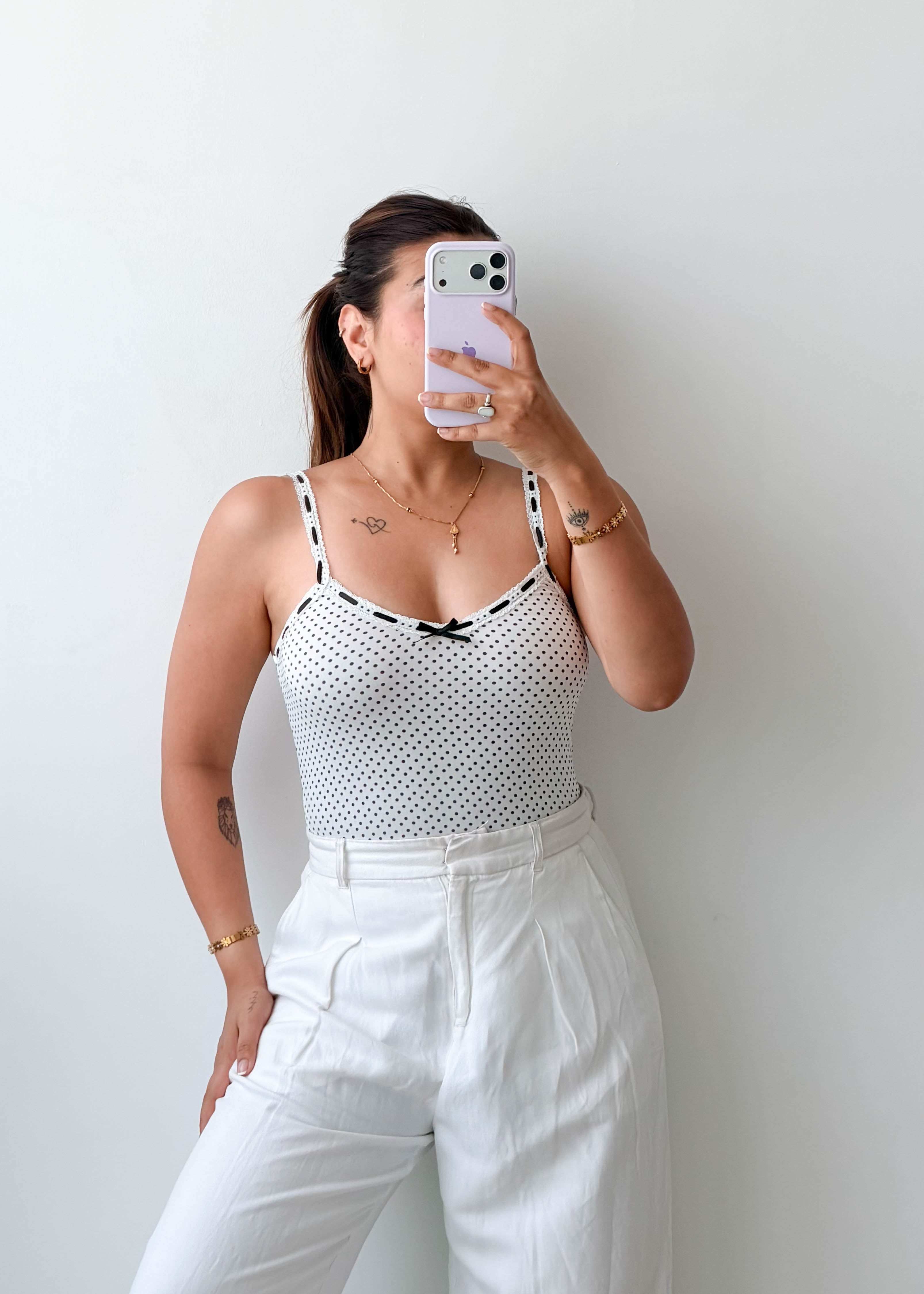 Size XS-S White Polka Dot Cami Top