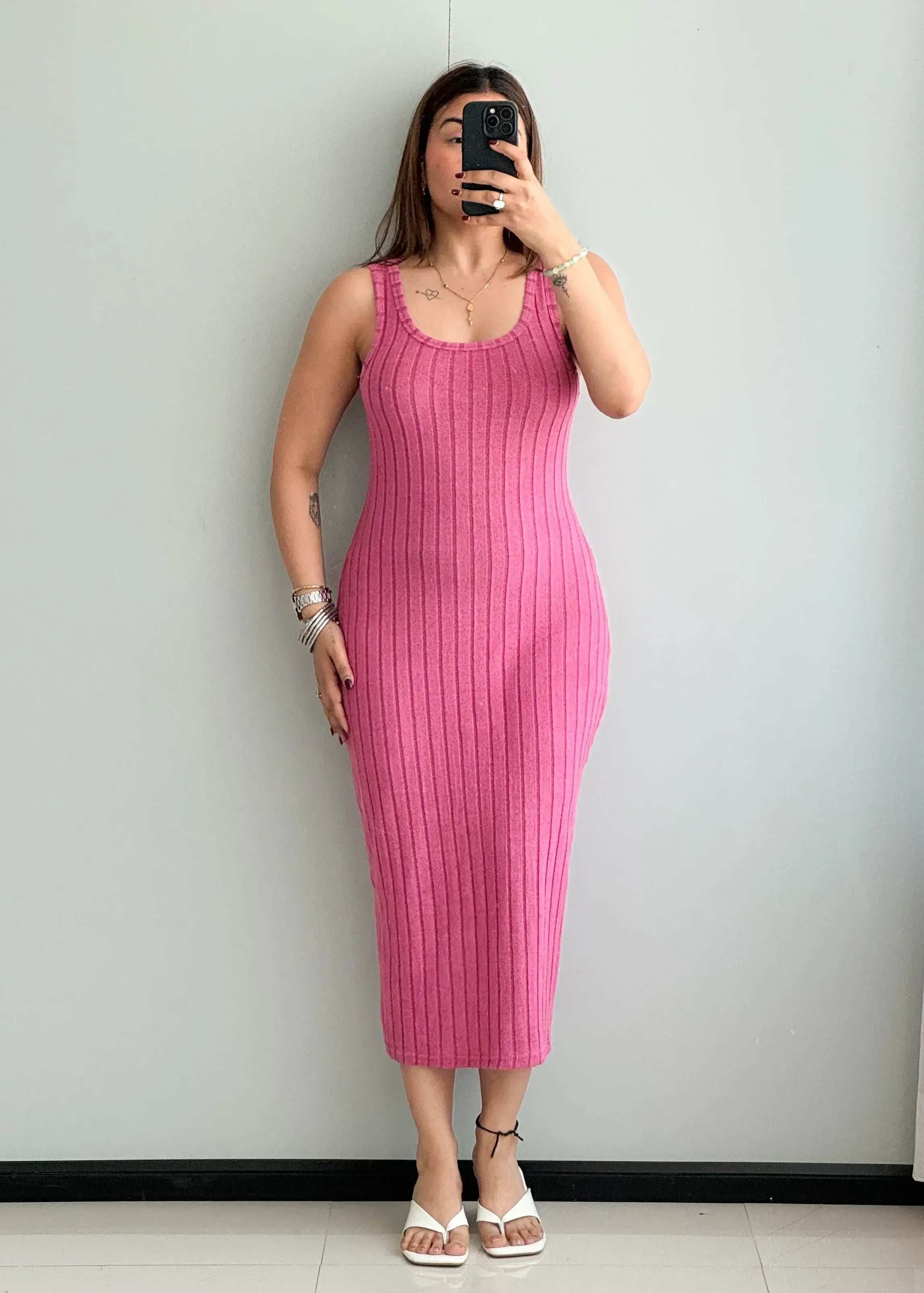 SIZE M-L, Cotton Ribbed bodycon Dress - Closet by Payal