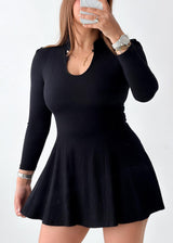 Size XS-S Black Fit & Flare Knit Mini Dress
