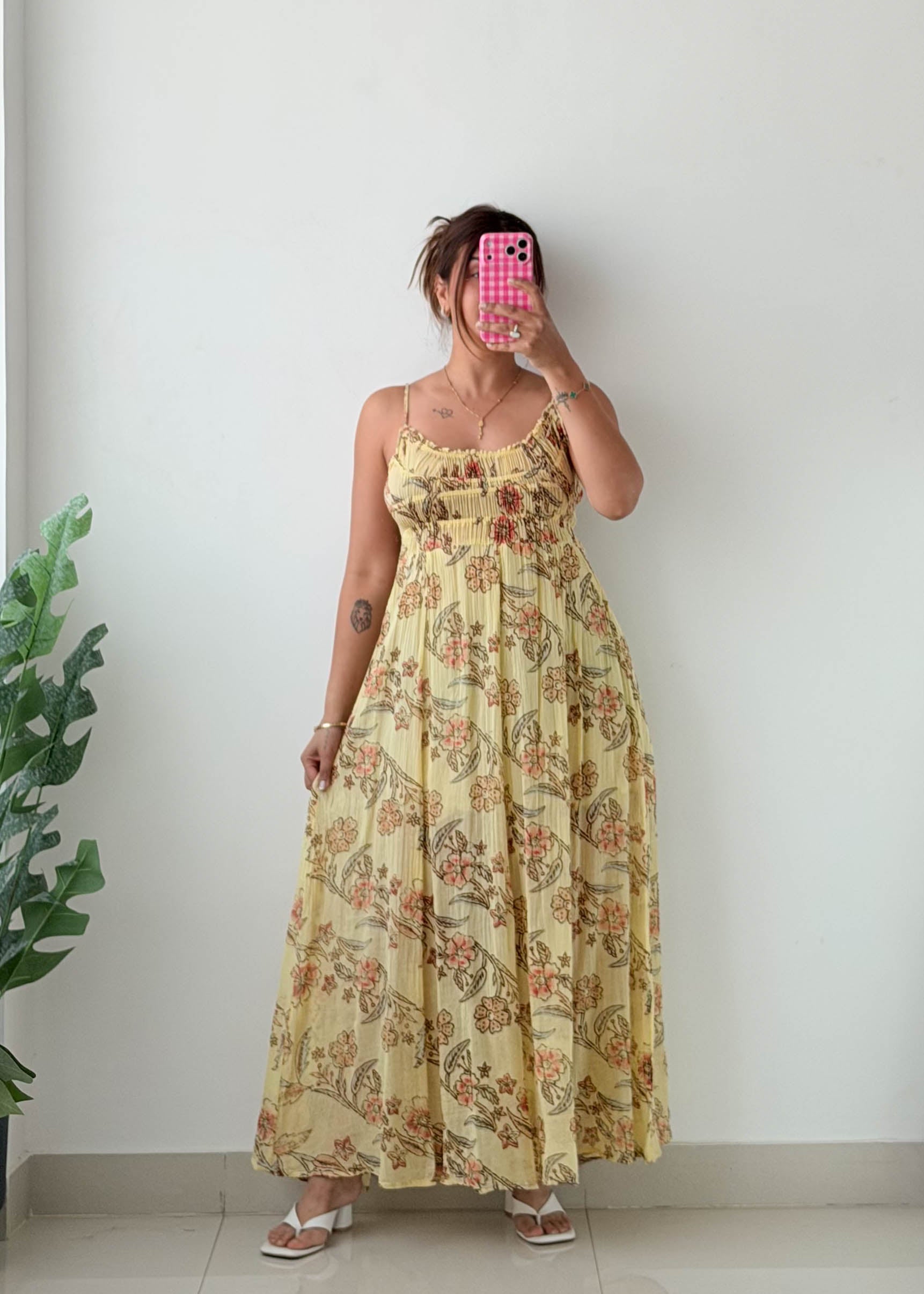 Size XS-M Yellow Floral Maxi Dress