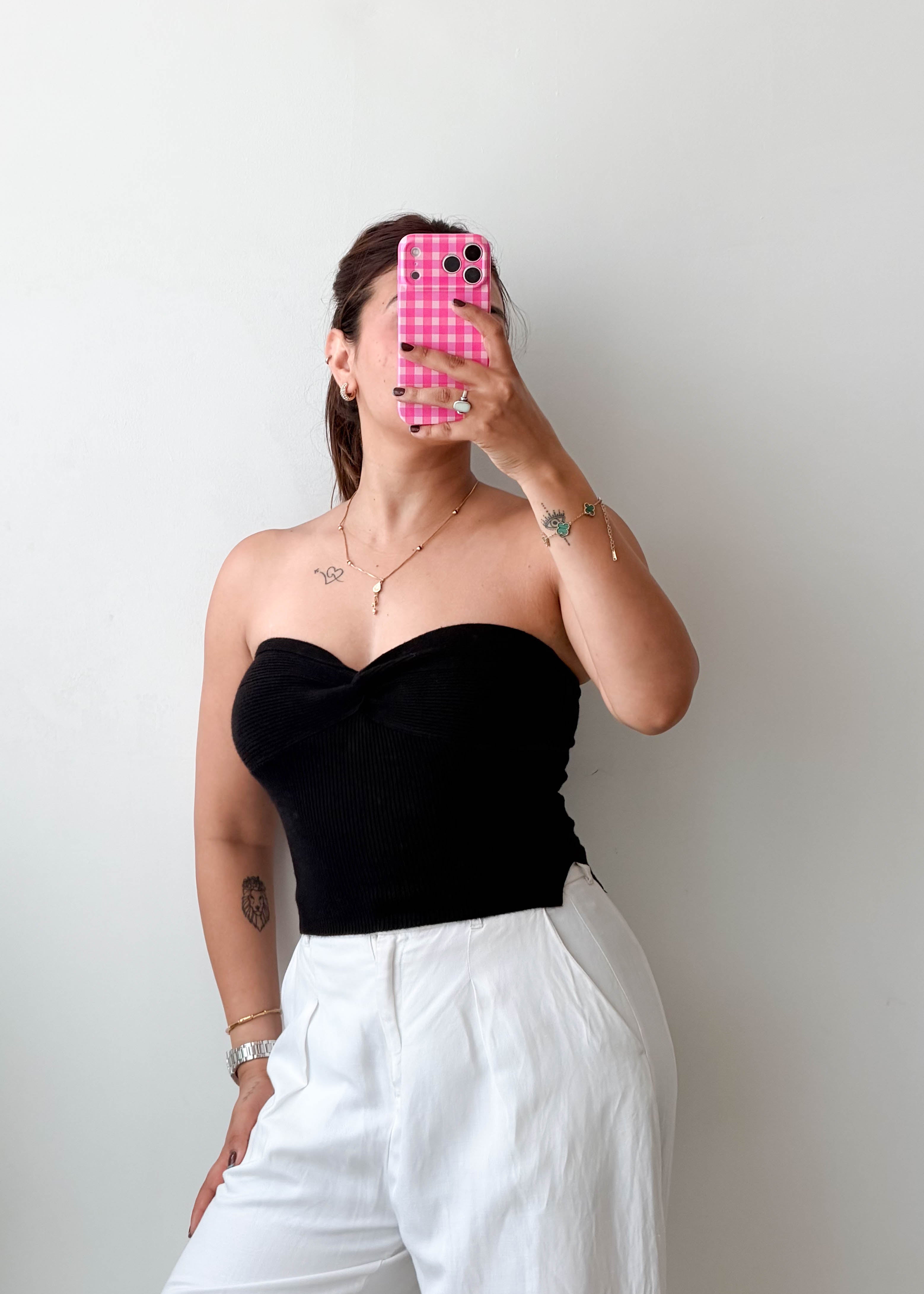 Size XS-M Black Sweetheart Tube Top