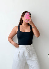 Size M Black Square Neck Bodysuit