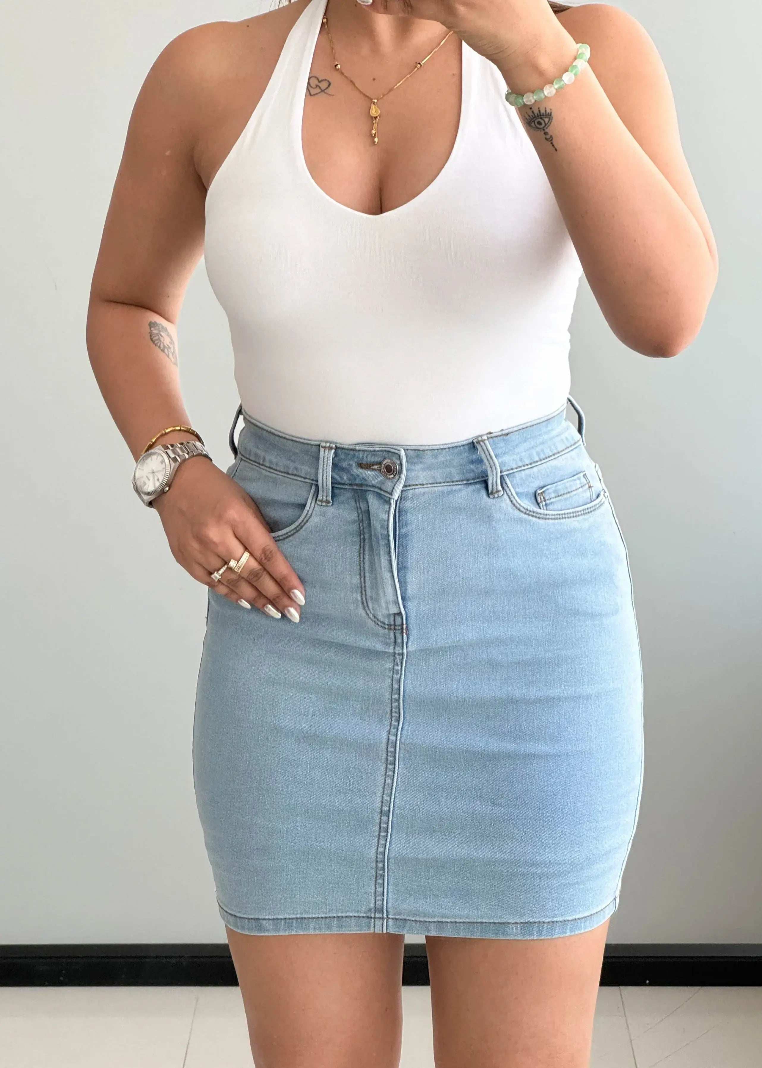 Waist : 28-30, Denim Skirt with Stretch. - Closet by Payal