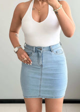 Waist : 28-30, Denim Skirt with Stretch. - Closet by Payal