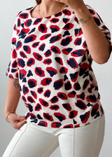 Size M-L White Abstract Print Top
