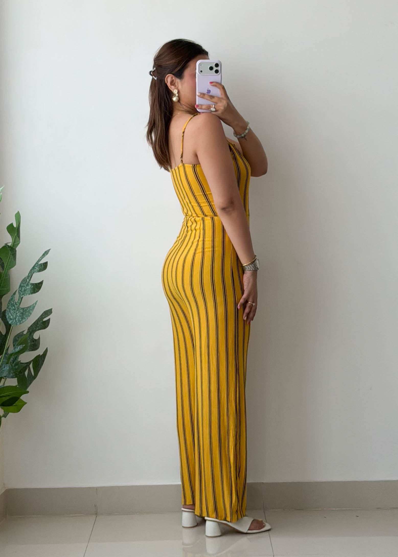 S-M Yellow Striped Jumpsuit