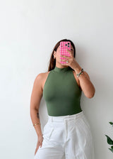 Size S Olive High Neck Bodysuit