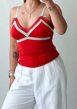 Size S-M Red Contrast Trim Cami Top