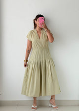 Size S-M Sage Green Tiered Midi Dress