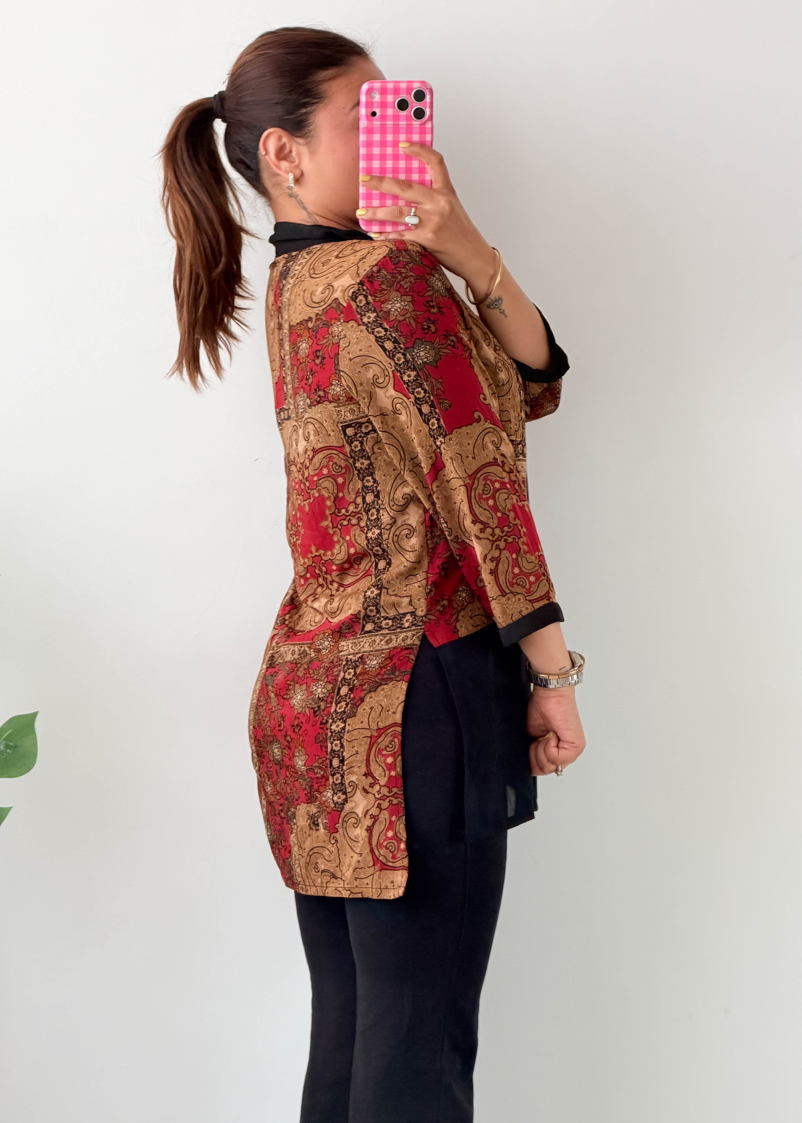 Size S-M Multicolor Paisley Longline Shirt