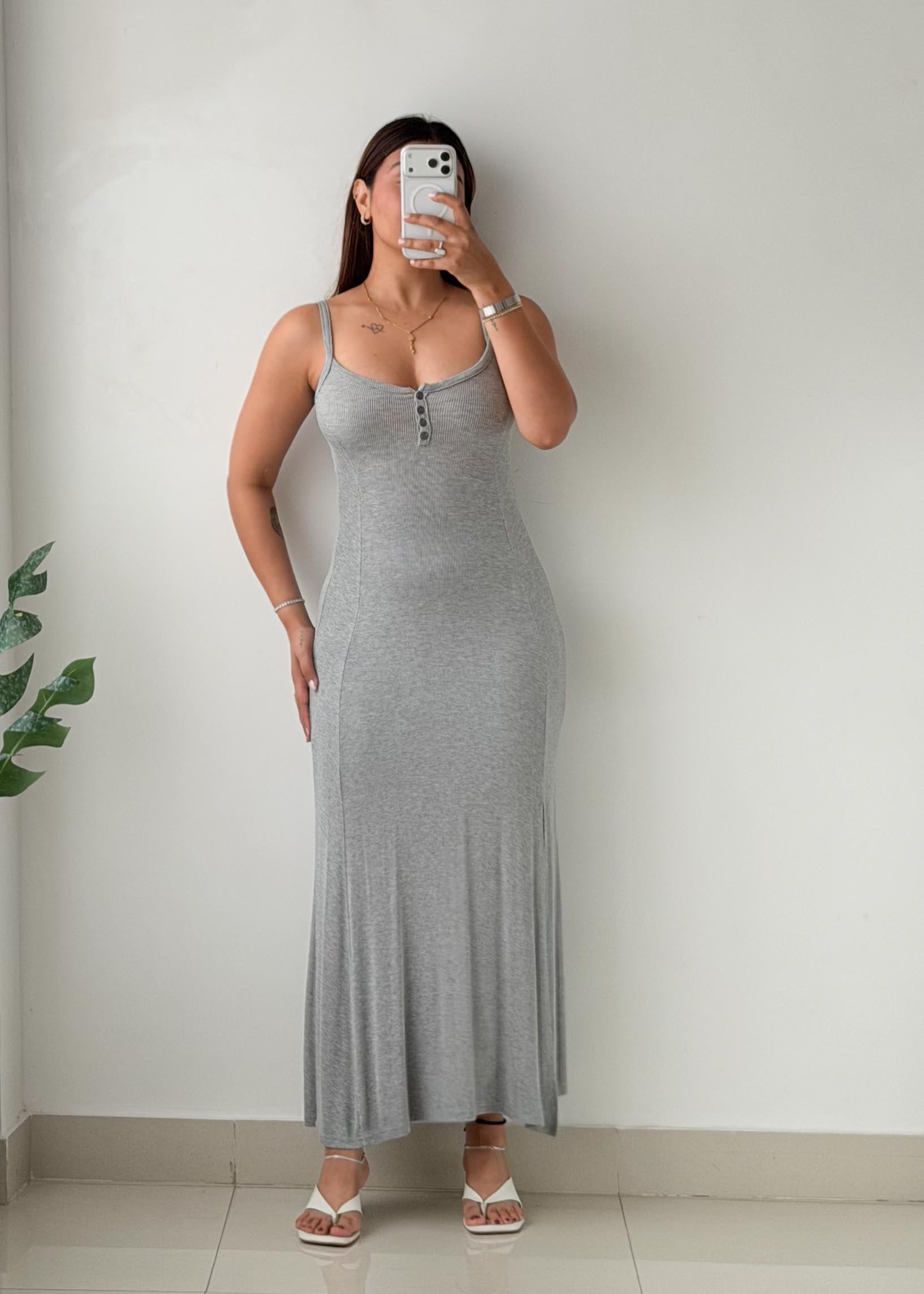 Size XS-S Grey Ribbed Knit Maxi Dress