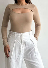 SIZE M-L, Solid Cotton Ribbed BodySuit - Closet by Payal