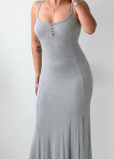 Size XS-S Grey Ribbed Knit Maxi Dress