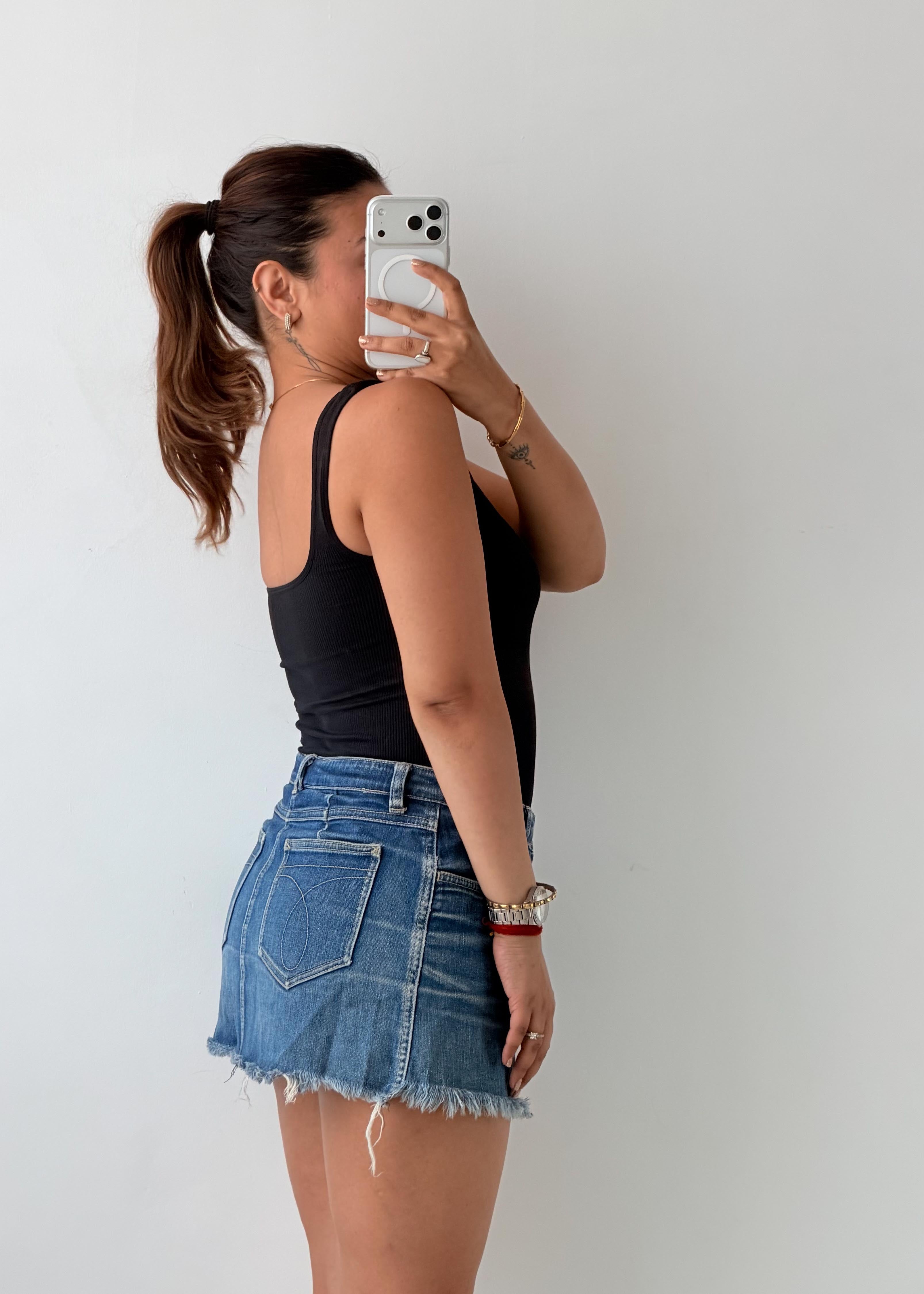 Size S-M Black Square Neck Bodysuit