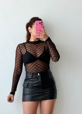 Size XS-S Black Diamond Mesh Bodysuit