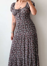 Size XS-S Black Floral Maxi Dress