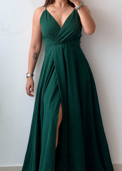 Size M Dark Green Flowing Maxi Dress