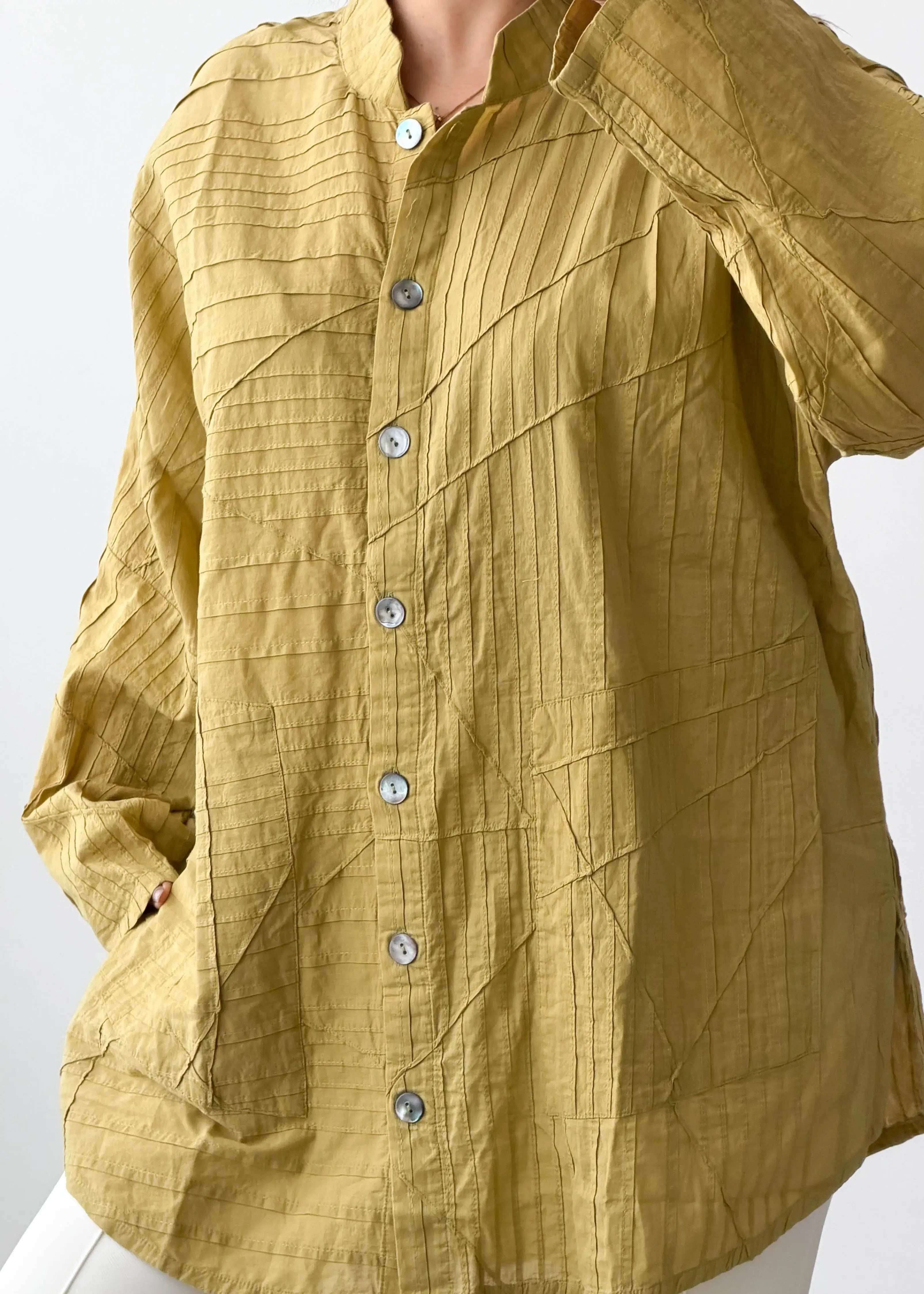 Size XL-2XL Olive Textured Button Shirt