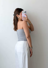 Size S-M Grey Strapless Ribbed Top