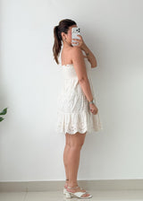 Size S-M White Broderie Smocked Mini Dress