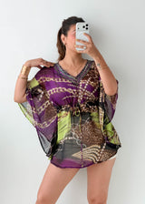 Size M-L Purple Printed Kaftan Top