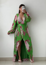 Size XS-S Green Floral Print Maxi Dress