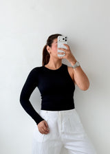 Size S-M Black Asymmetric Sleeve Top