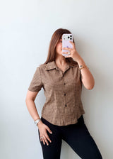 Size S-M Brown Check Shirt Top