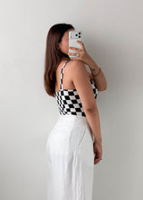Size S-M Black & White Checkerboard Bodysuit