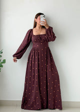 Size S-M Burgundy Embroidered Maxi Dress