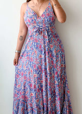 Size M-L Blue Paisley Maxi Dress