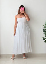 Size L White Smocked Maxi Dress