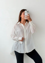 Size S-M White Oversized Linen Shirt