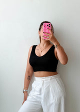 Size XL Black Ribbed Crop Top